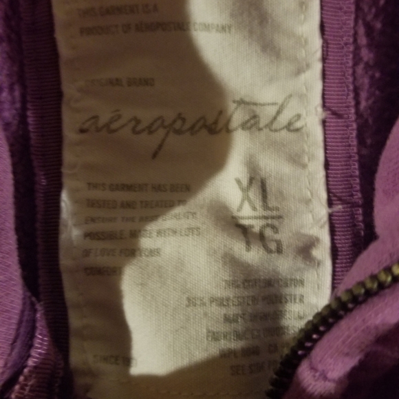 Aeropostale Hoodie Ladies Xl, Zip Up, Lavender - Picture 3 of 3